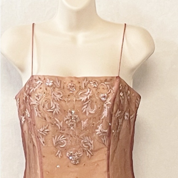 Vintage 90s Y2K Niki by Niki Livas Sz 8 Elegant Embroidered Sequined Gown Pink - Picture 2 of 10